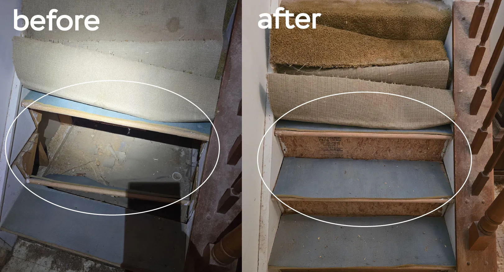 Stair Tread & Subfloor Repair